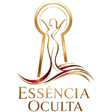 Logo Essência Oculta — silhueta feminina dourada dentro de uma fechadura